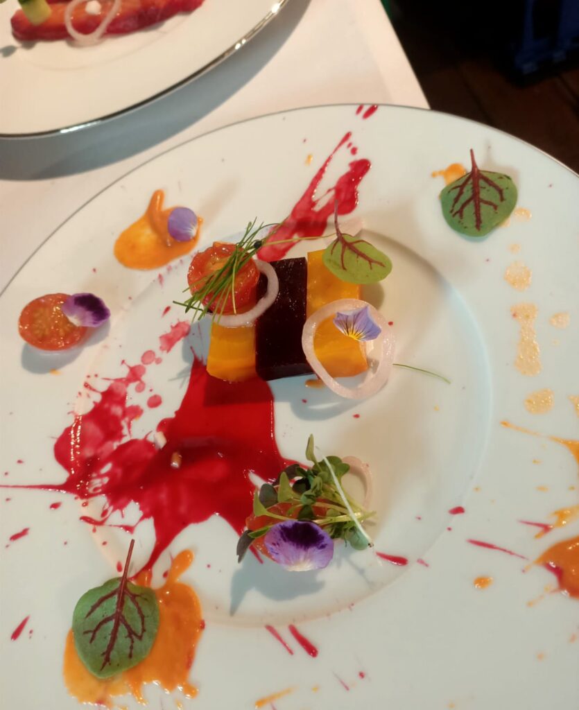 Dish with splatter decoration